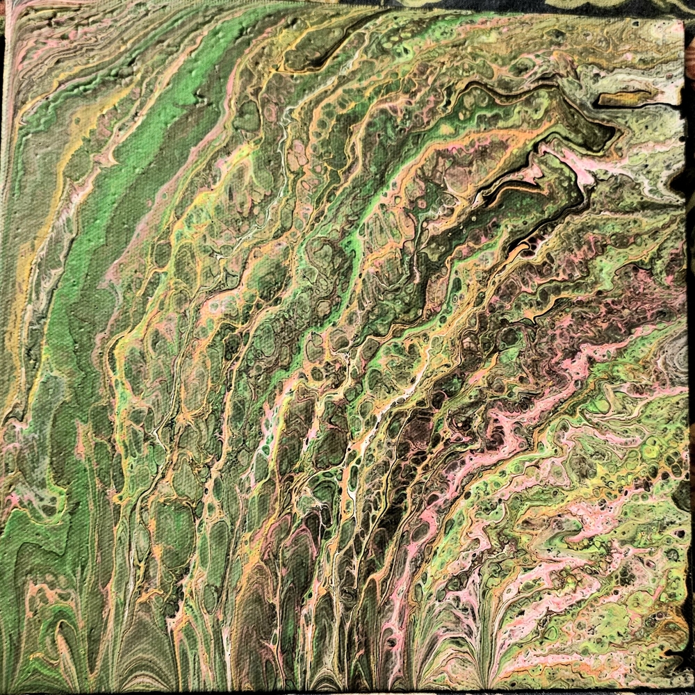 Abstract Green and Pink Swirl Canvas Art